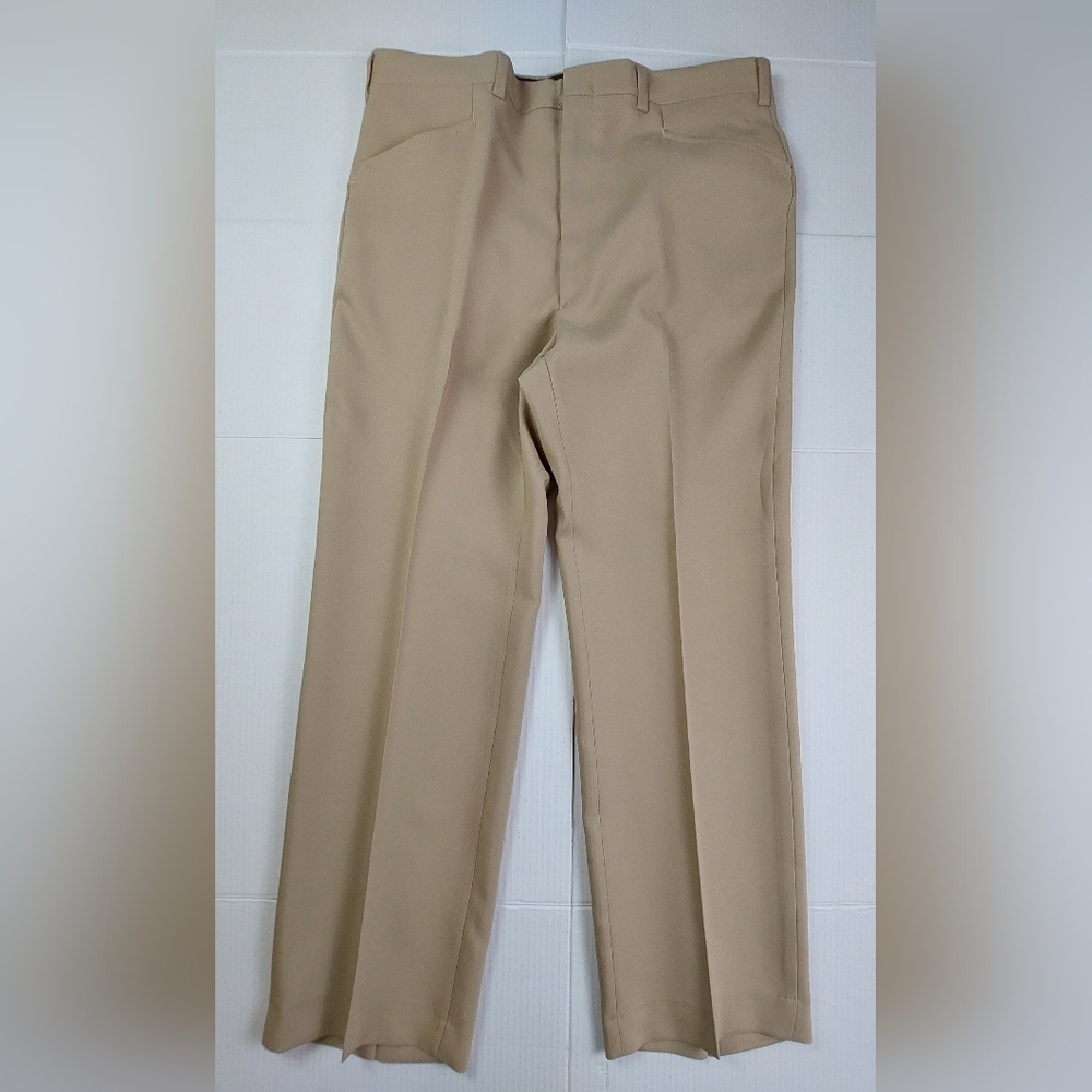 Haggar Slacks Pants Mens Size 36x30 Tan Comfort Plus Fit Fortrel Polyester NWT